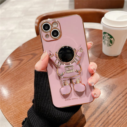 Anymob iPhone Violet Astronaut Plating Fold Stand Holder Phone Case Bracket Cover-Mobile Phone Cases-PEROZ Accessories