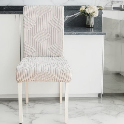 Anyhouz Chair Cover Light Grey Linear Design with Anti-Dirt and Elastic Material for Dining Room Kitchen Wedding Hotel Banquet Restaurant-Chair Cover-PEROZ Accessories