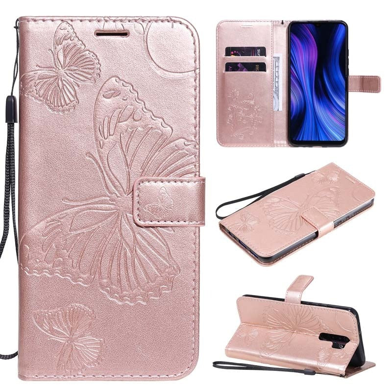 Anymob Samsung Case Peach Butterfly Luxury Wallet Phone Flip Leather Cover With Card Slot Protection-Mobile Phone Cases-PEROZ Accessories