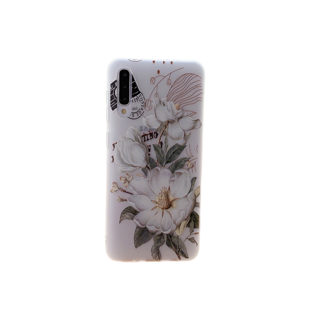 Anymob Samsung Case White Flower Vintage Relief Flower Phone Matte Soft Silicone Back Cover-Mobile Phone Cases-PEROZ Accessories