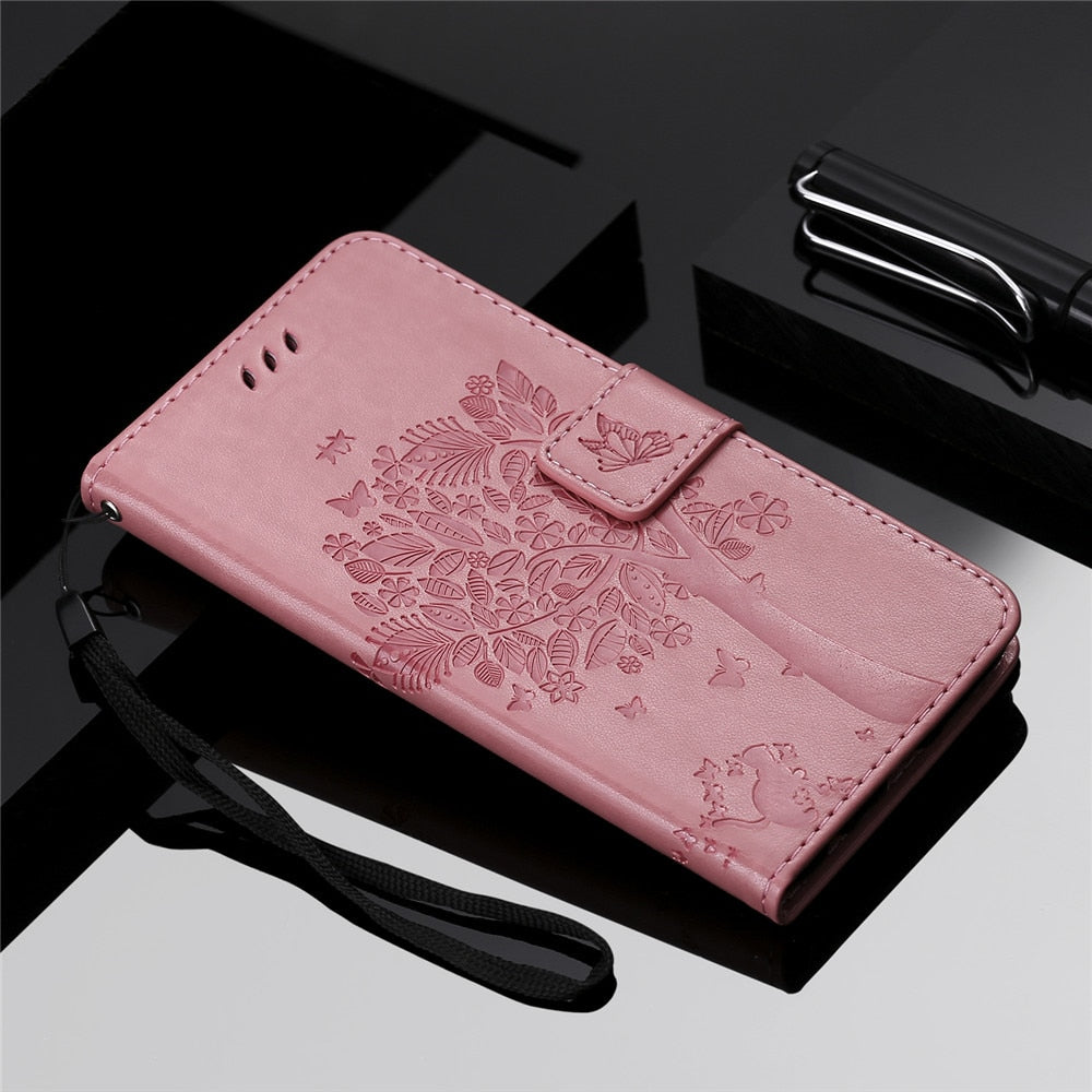 Anymob Huawei Phone Case Pink 3D Tree Flip Leather Wallet Cover-PEROZ Accessories