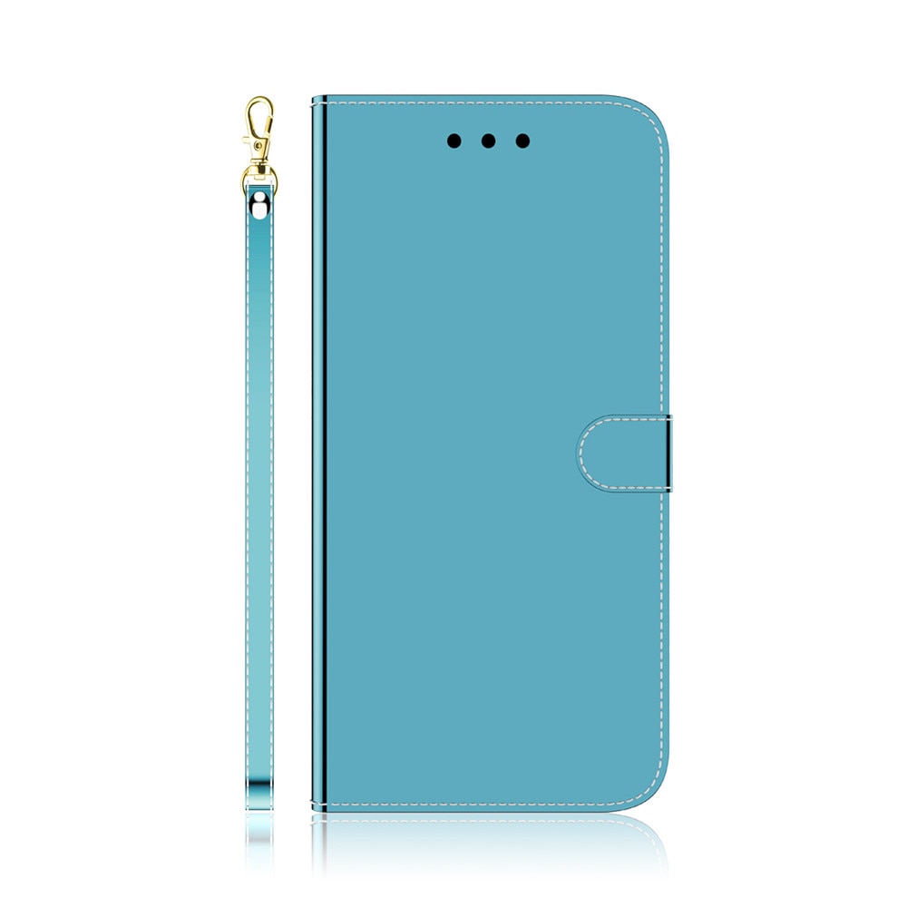 Anymob iPhone Light Blue Smooth Surface Mirror Leather Case Flip Wallet With Card Slots Cover-Mobile Phone Cases-PEROZ Accessories