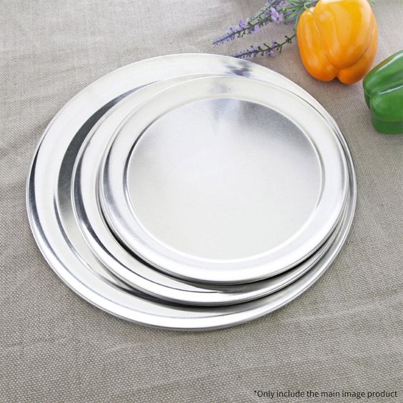 Anygleam 11 Inches Pizza Tray Aluminum Round Rimmed Non stick Metallic Dish Cake Baking Pan for Kitchen-Utensil &amp; Flatware Trays-PEROZ Accessories