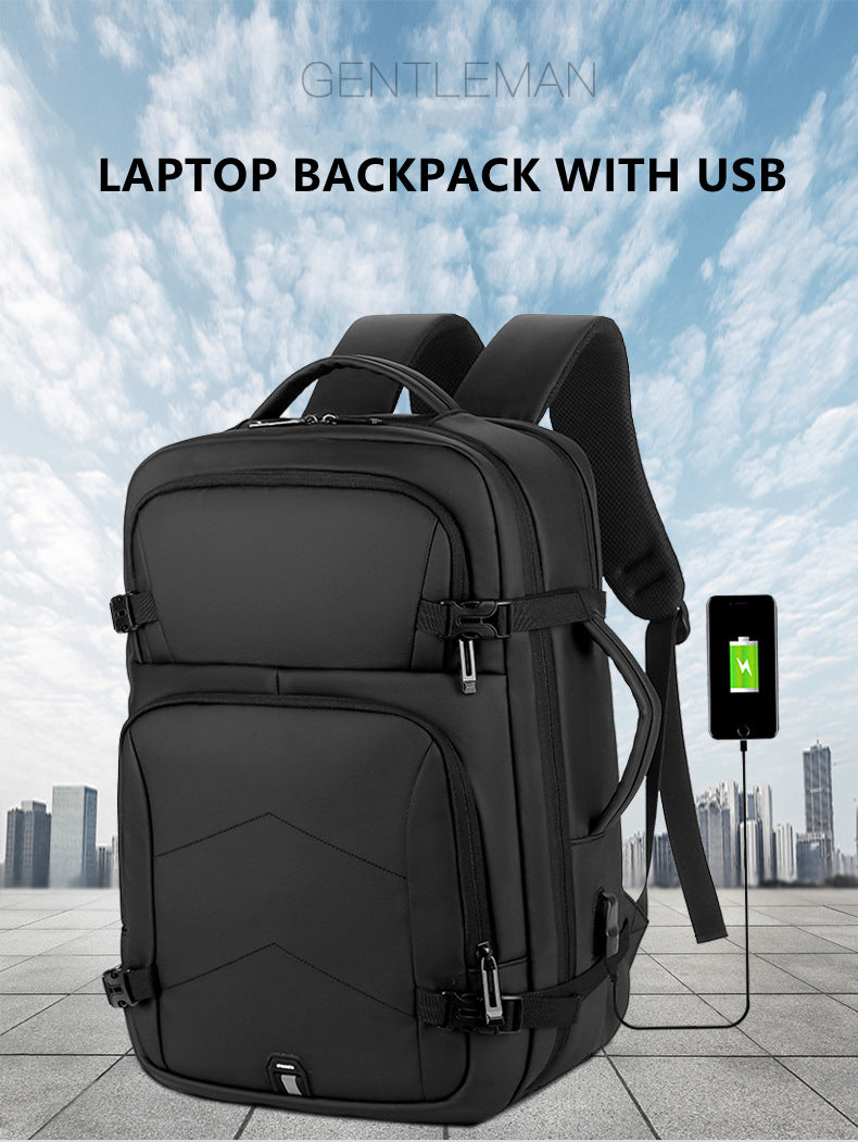 Anypack Backpack Grey Large 15.6 inch Laptop Luggage Rucksack Waterproof Bag Pack USB Charging Travel Camera Student Bag-Backpacks-PEROZ Accessories