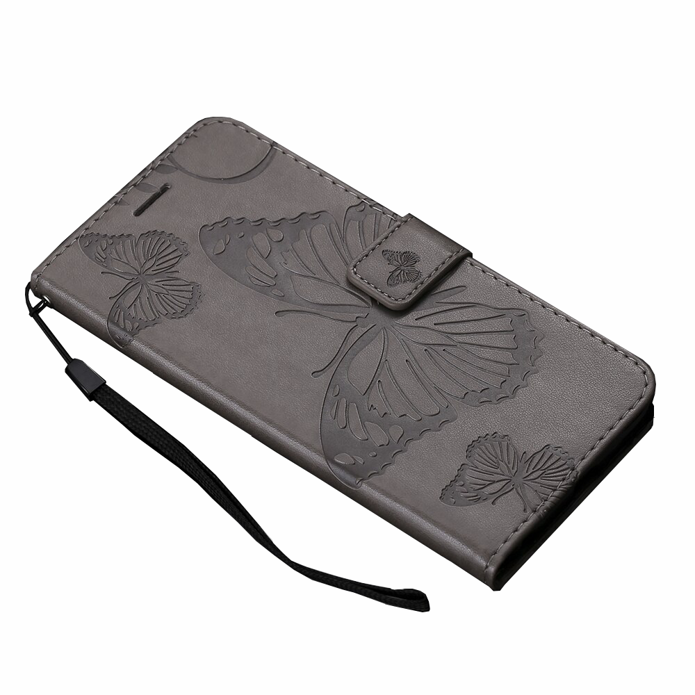 Anymob Xiaomi Redmi Coal Black Wrist Chain Case Butterfly Pattern Soft Leather Phone Cover-Mobile Phone Cases-PEROZ Accessories