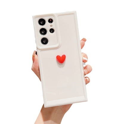 Anymob Samsung White With Red Cute 3D Love Heart Case Shockproof Soft Silicone Phone Back Cover-Mobile Phone Cases-PEROZ Accessories