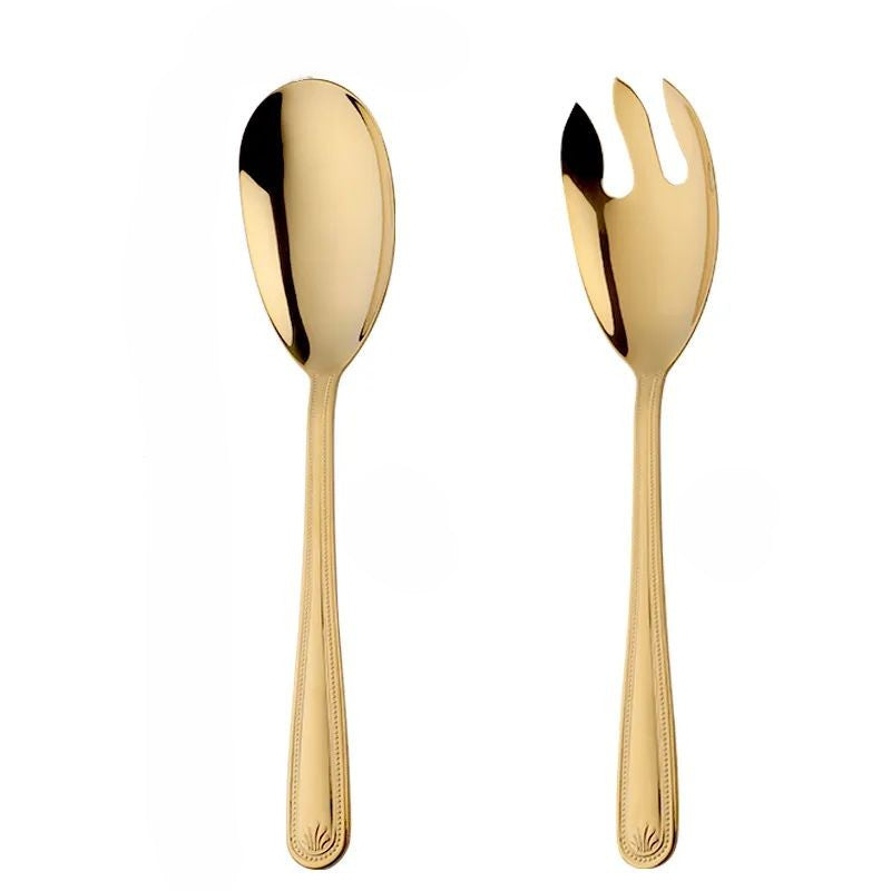 Anygleam Gold Stainless Steel 2 Pcs Giant Salad Spoon and Fork Set for Buffet and Restaurant Kitchenware-Kitchen Tools &amp; Utensils-PEROZ Accessories