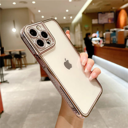 Anymob iPhone Case Pink Plating Soft TPU Diamond Glitter Lens Protection Cover-Mobile Phone Cases-PEROZ Accessories