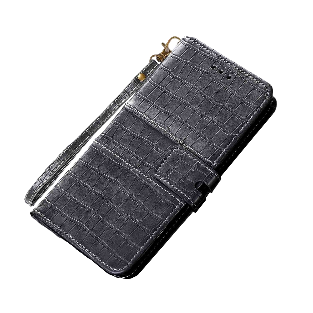 Anymob Samsung Grey Leather Case Cover 3D Flip Wallet Phone Protection-Mobile Phone Cases-PEROZ Accessories