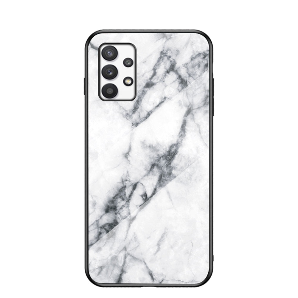 Anymob Samsung White Marble Pattern Case Shockproof Glass Phone Cover-Mobile Phone Cases-PEROZ Accessories