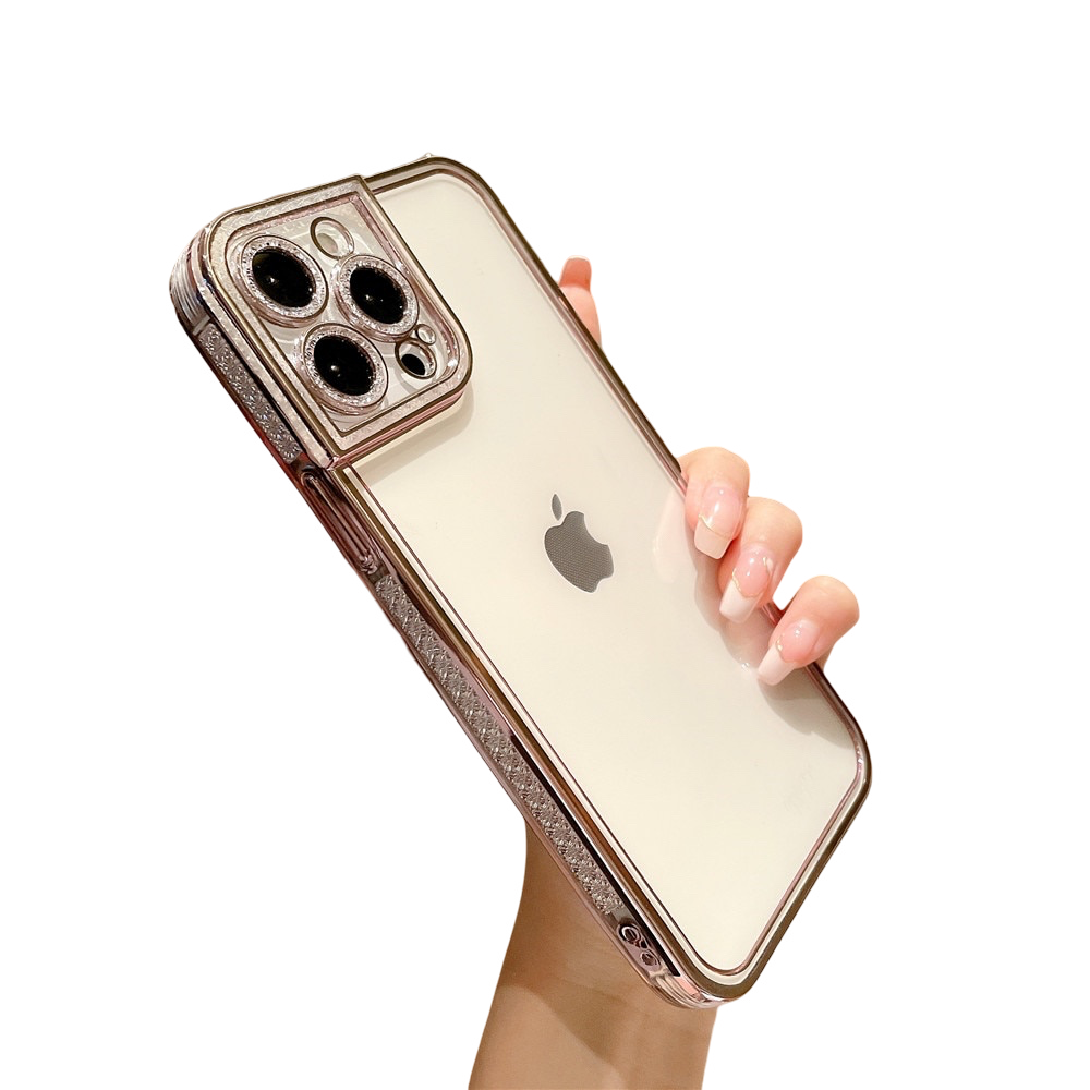 Anymob iPhone Case Pink Plating Soft TPU Diamond Glitter Lens Protection Cover-Mobile Phone Cases-PEROZ Accessories