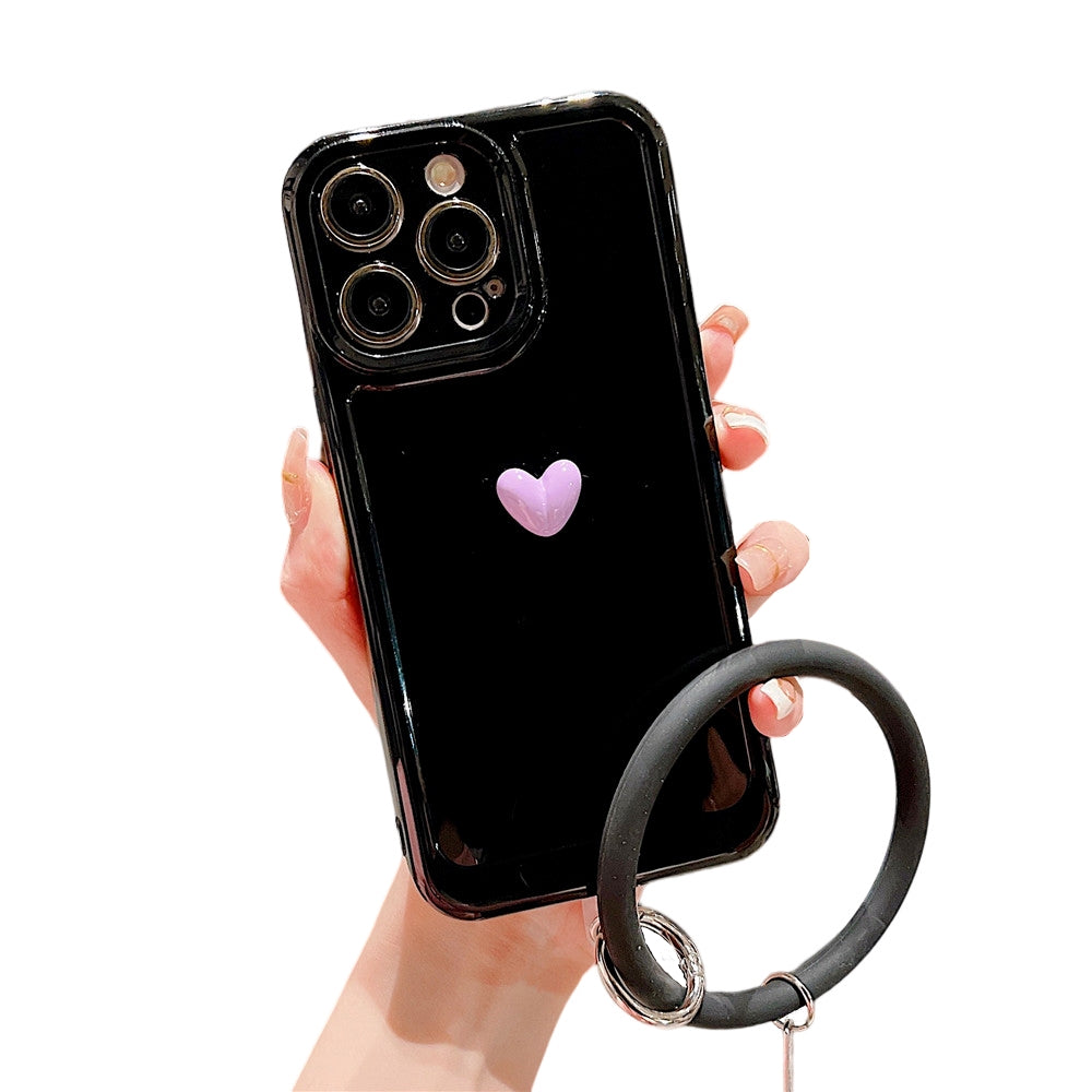 Anymob iPhone Black And Violet 3D Love Heart Bracelet Phone Case Shockproof Soft Silicone Cover-Mobile Phone Cases-PEROZ Accessories