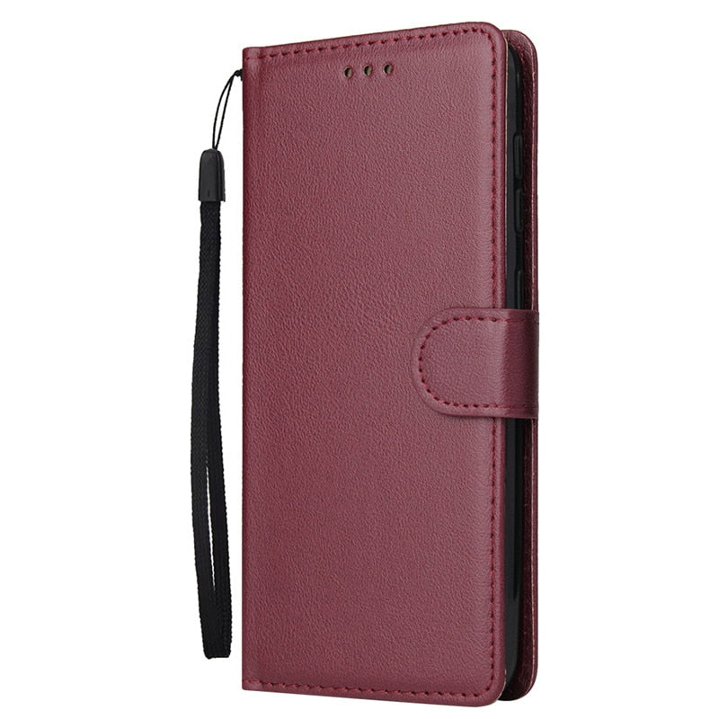 Anymob Samsung Maroon Leather Case Flip Wallet Phone Cover-Mobile Phone Cases-PEROZ Accessories