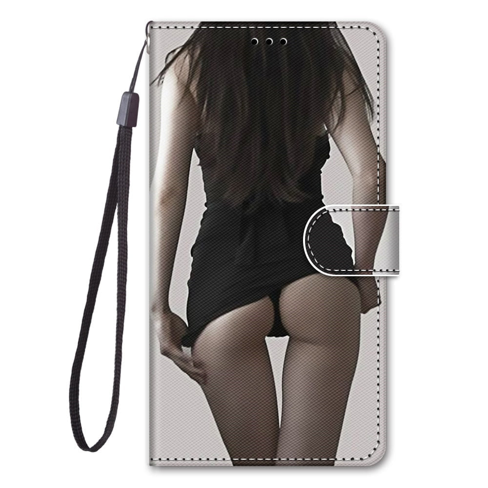 Anymob iPhone Case Black Lady Lovely Cartoon Cat Phone Bag Flip Wallet Leather Protection Cover-Mobile Phone Cases-PEROZ Accessories