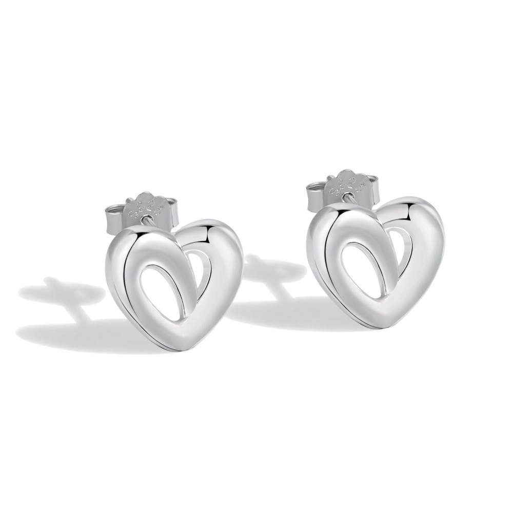 Anyco Earrings Silver Jewelry Women Stud Earring Irregular Concave-Convex Wide Surface Heart Shape 925 Sterling Silver-Earrings-PEROZ Accessories