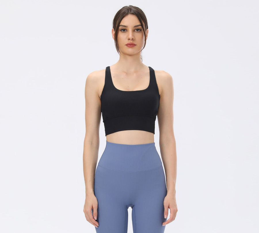 TARRAMARRA Criss-cross Back Flow Ribbed Sports Bra-Bras-PEROZ Accessories