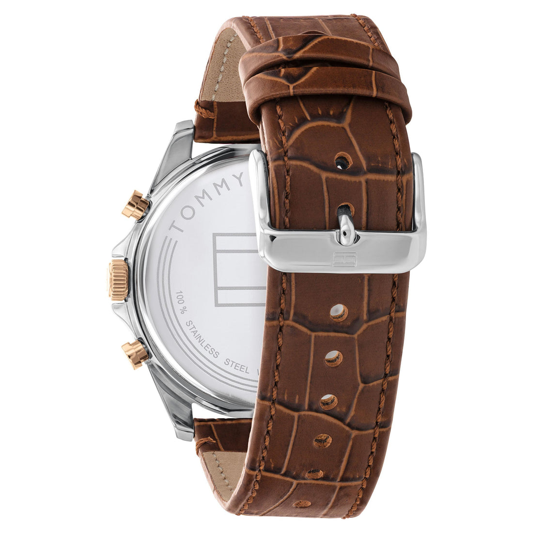 Tommy Hilfiger Brown Leather Silver White Dial Men&