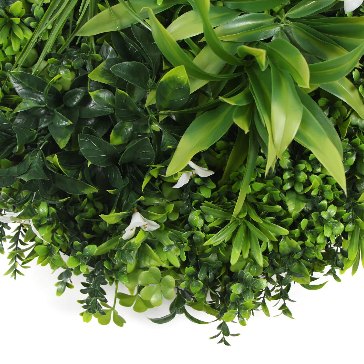 Flowering White Artificial Green Wall Disc UV Resistant 50cm (Black Frame)-Home &amp; Garden &gt; Artificial Plants-PEROZ Accessories