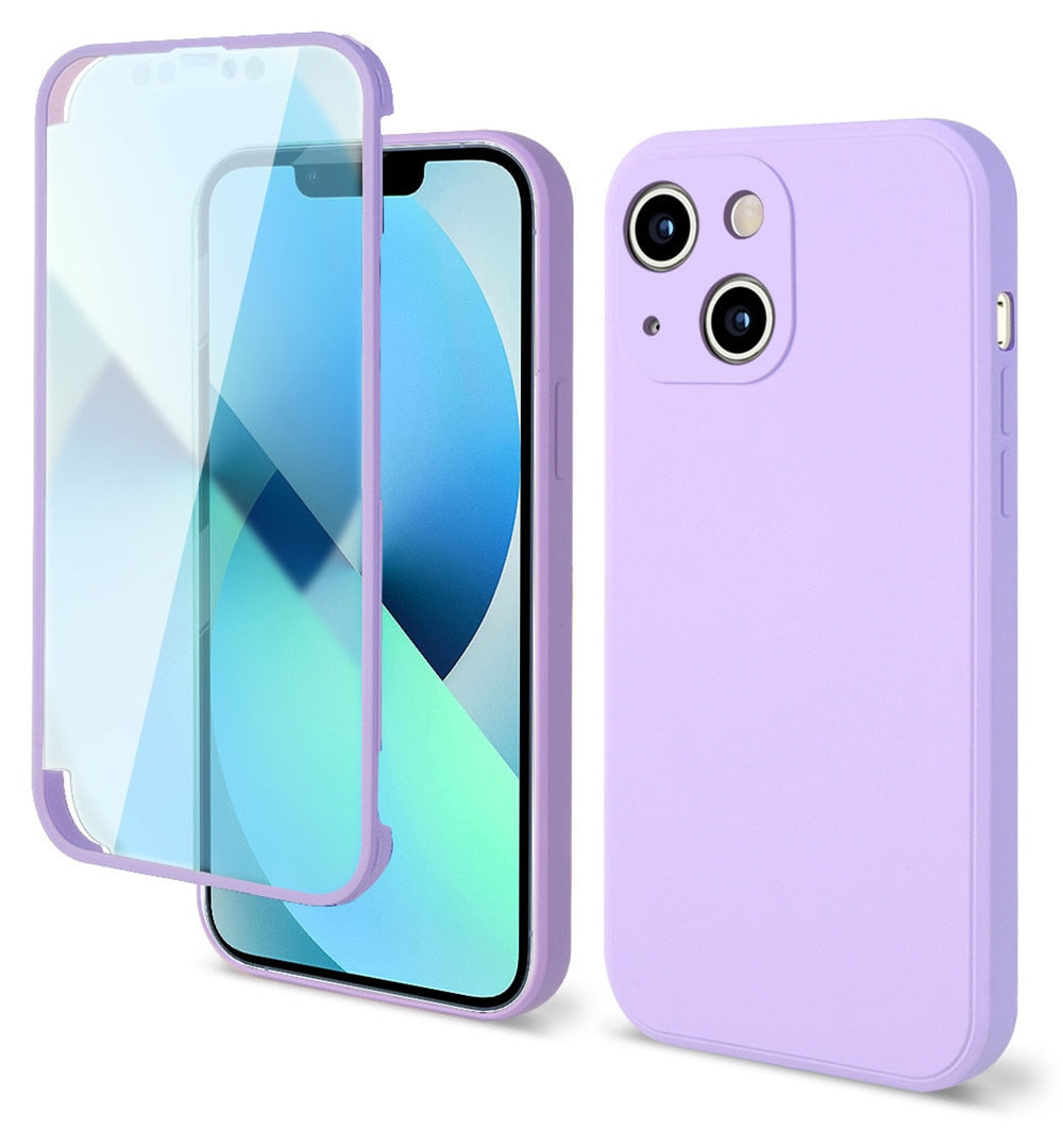 Anymob iPhone Purple Silicon Transparent Tempered Glass Shockproof Phone Case Soft Cover-Mobile Phone Cases-PEROZ Accessories