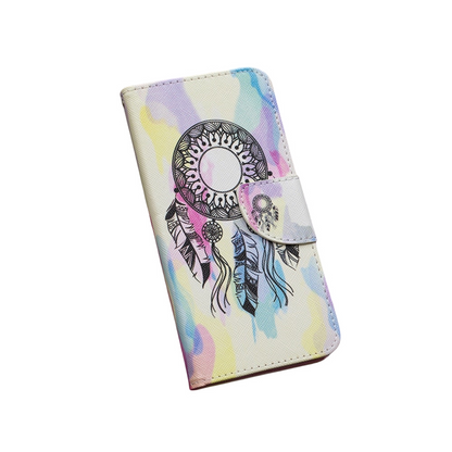 Anymob Samsung Case Multicolor Feather Design Flip Leather Wallet Phone Cover Protection-Mobile Phone Cases-PEROZ Accessories