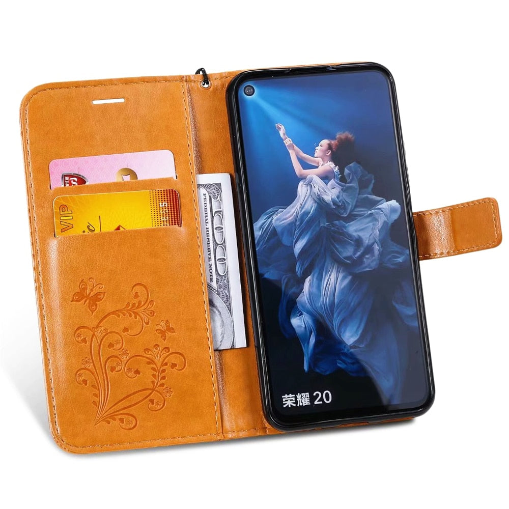 Anymob Huawei Blue Leather Phone Case Butterfly Flip Wallet Cover Protection-Mobile Phone Cases-PEROZ Accessories