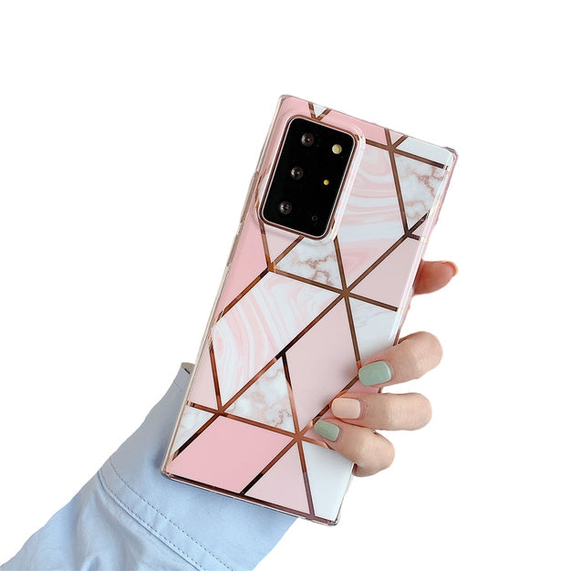 Anymob Samsung Pink Geometric Marble Phone Case Silicone Cover-Mobile Phone Cases-PEROZ Accessories