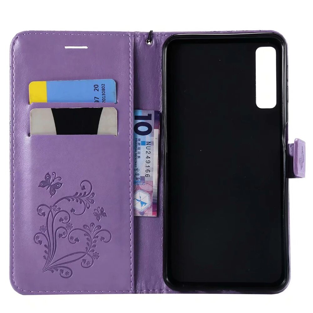 Anymob Samsung Purple Flip Case Leather Wallet Phone Cover Protection-Mobile Phone Cases-PEROZ Accessories