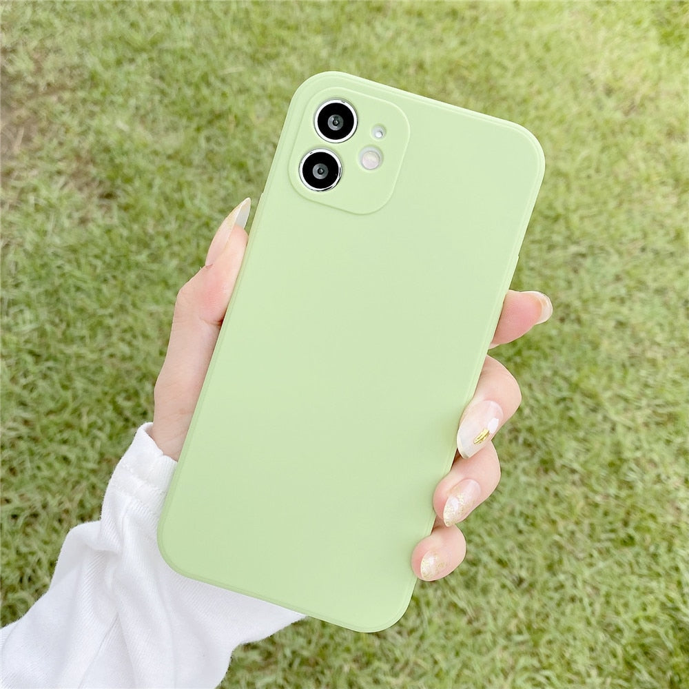Anymob iPhone Case Mint Green Candy Color Straight Edge Soft Silicone Cover-Mobile Phone Cases-PEROZ Accessories