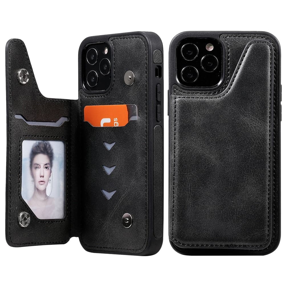 Anymob iPhone Black Business Flip Case Wallet Leather Shell Cover-Mobile Phone Cases-PEROZ Accessories