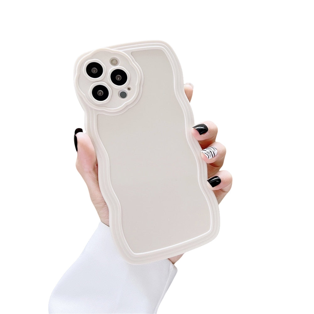 Anymob iPhone Case White Curly Wavy Shockproof Bumper Transparent Silicon Cover-Mobile Phone Cases-PEROZ Accessories