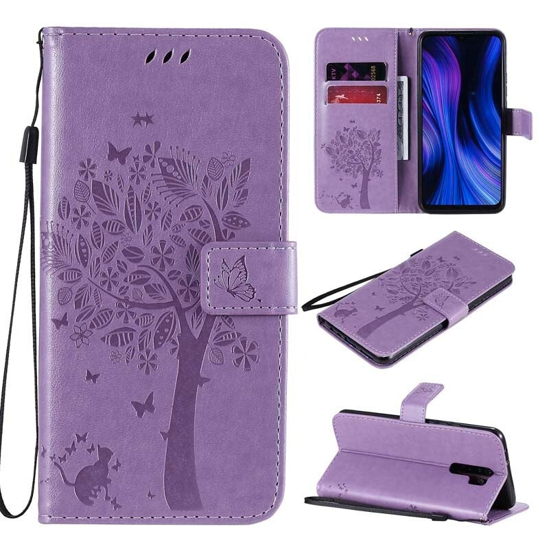 Anymob Samsung Case Purple 3D Tree Flip Leather Phone Magnetic Wallet Stand Cover With Card Slot-Mobile Phone Cases-PEROZ Accessories