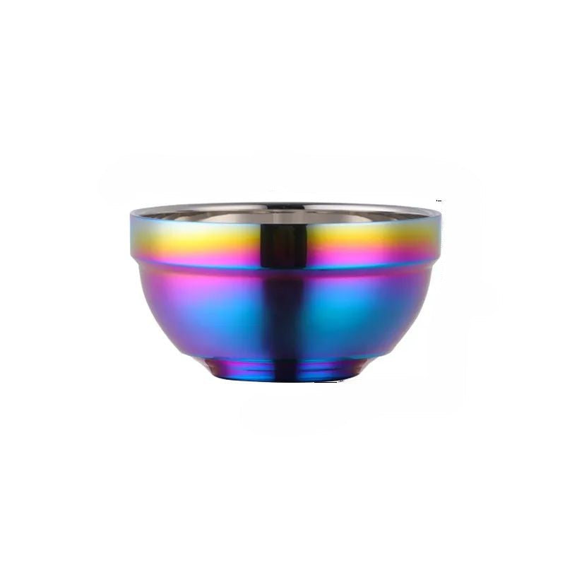 Anygleam Pink Rainbow 5Pcs Small Stainless Steel Rice Bowl Single Anti-Scalding Layer Cooking Utensil-Kitchen &amp; Dining-PEROZ Accessories