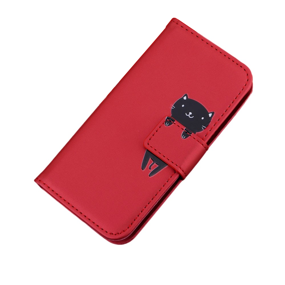 Anymob Samsung Red Cat Phone Case Back Cover Leather Phone Protection-Mobile Phone Cases-PEROZ Accessories