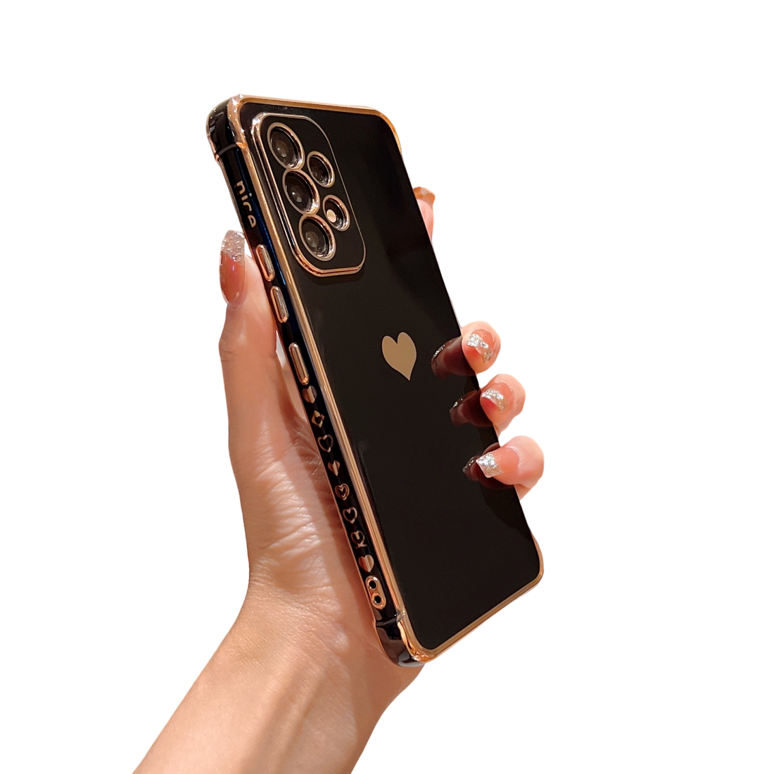 Anymob Samsung Black With Bronze Plating Silicon Case Love Heart Side Pattern Phone Cover-Mobile Phone Cases-PEROZ Accessories