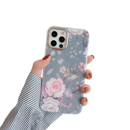 Anymob iPhone Gray Vintage Flower Phone Case Soft Silicone Shockproof Back Cover-Mobile Phone Cases-PEROZ Accessories