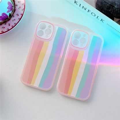 Anymob iPhone Case Vertical Stripe Pastel Color Soft Silicon Shockproof Cover-Mobile Phone Cases-PEROZ Accessories