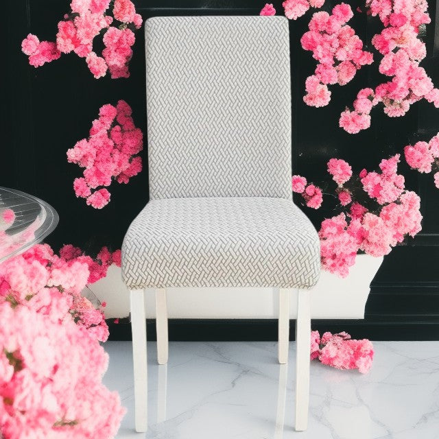 Anyhouz Chair Cover Light Grey Small Knitted Design with Anti-Dirt and Elastic Material for Dining Room Kitchen Wedding Hotel Banquet Restaurant-Chair Cover-PEROZ Accessories