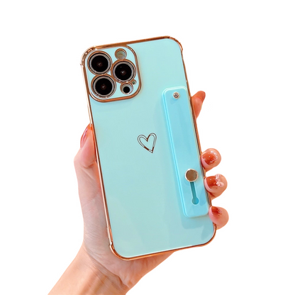 Anymob iPhone Case Turquoise Plating Wristband Love Heart Bracket Soft Cover-Mobile Phone Cases-PEROZ Accessories