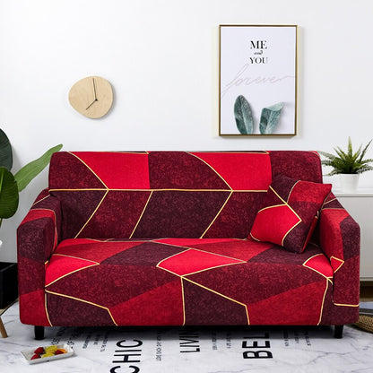 Anyhouz 1 Seater Sofa Cover Red Geometric Style and Protection For Living Room Sofa Chair Elastic Stretchable Slipcover-Slipcovers-PEROZ Accessories