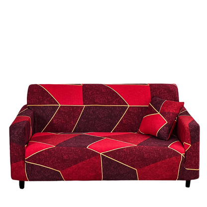 Anyhouz 4 Seater Sofa Cover Red Geometric Style and Protection For Living Room Sofa Chair Elastic Stretchable Slipcover-Slipcovers-PEROZ Accessories