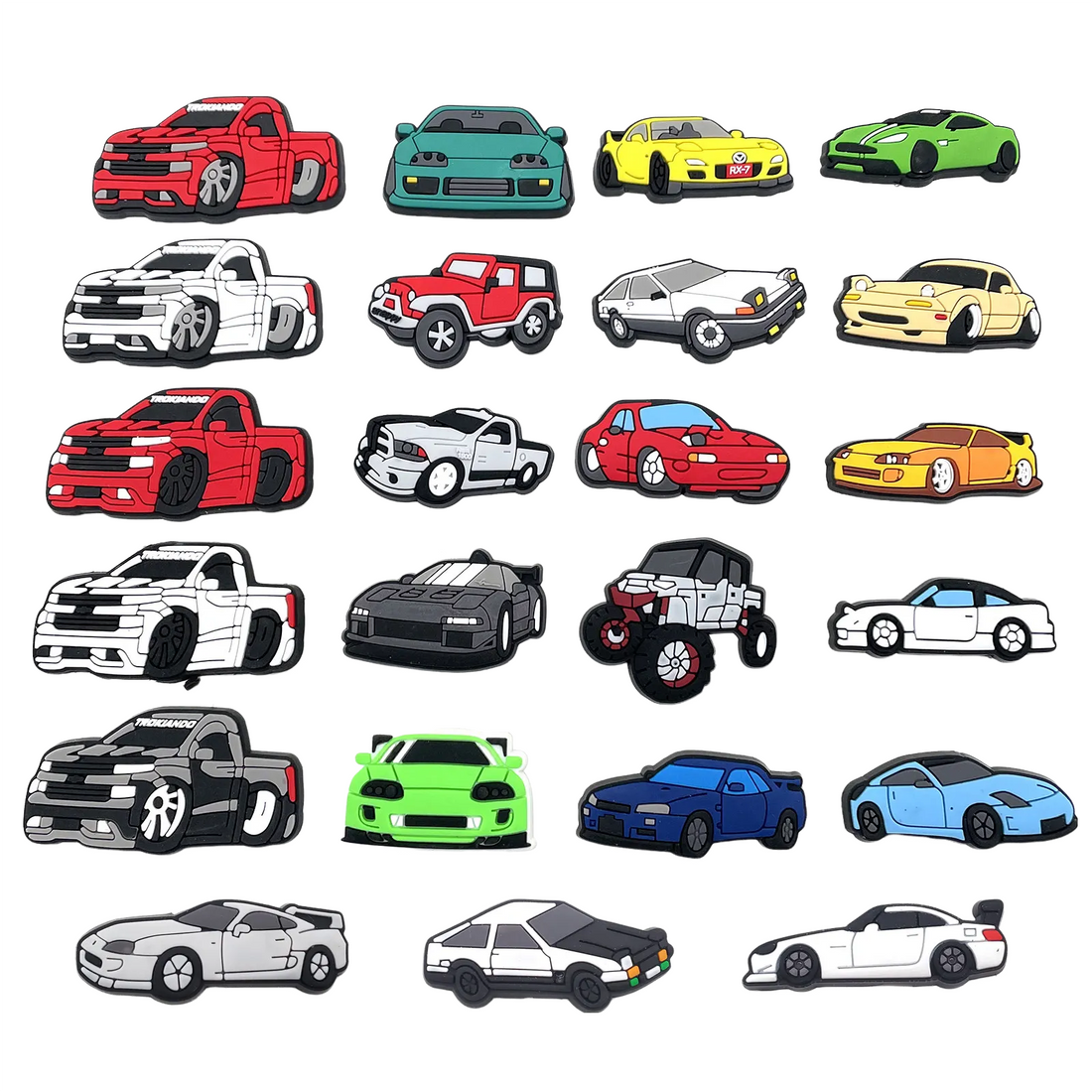 Anykidz Jibbitz Random Car 50pcs Shoe Charm Accessories Jeans Clogs Pendants Designer Ornament for Crocs-Shoe Accessories-PEROZ Accessories