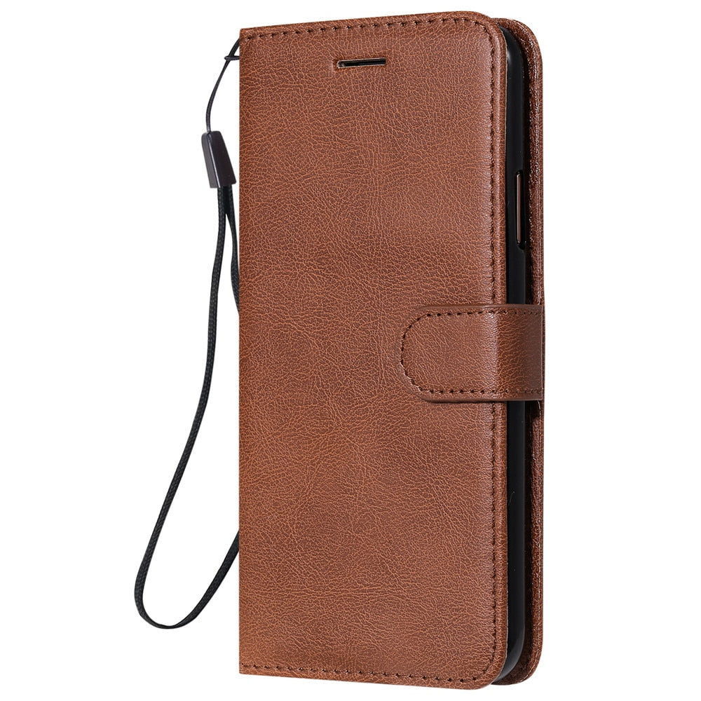 Anymob Brown Leather Case Magnetic Flip Cover Wallet Phone Protection for Huawei P Smart 2020-Mobile Phone Cases-PEROZ Accessories