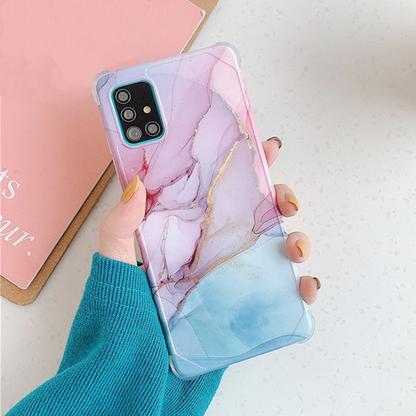Anymob Samsung Light Blue Marble Phone Case Silicone Shockproof Cover-Mobile Phone Cases-PEROZ Accessories