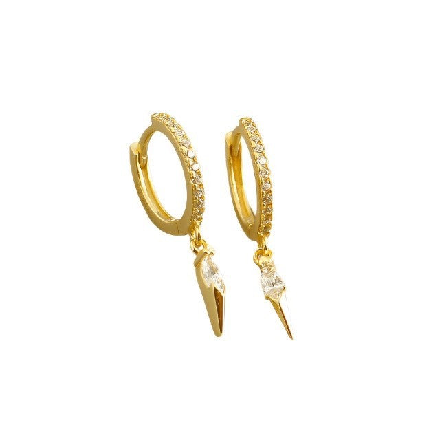 Anyco Earrings Gold Plated Bohemian Geometric White Zircon Hanging Tassel Stud For Women Girl Teen Fine Fashion Stylish Accessories Jewelry Gifts-Earrings-PEROZ Accessories