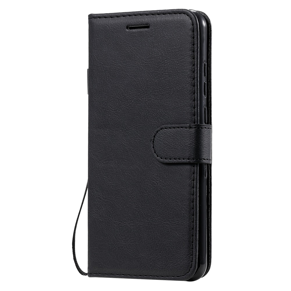 Anymob Black Leather Case Magnetic Flip Cover Wallet Phone Protection for Huawei P Smart 2020-PEROZ Accessories