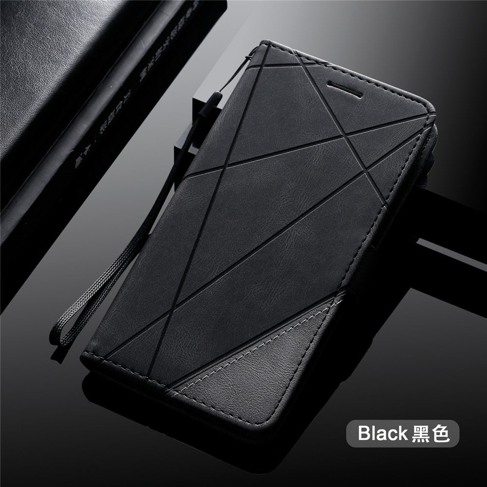 Anymob Huawei Case Black Leather Flip Cover Wallet Phone Bag Shell Protection-Mobile Phone Cases-PEROZ Accessories
