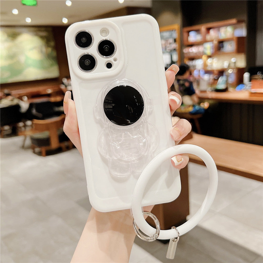 Anymob iPhone White Astronaut Stand Holder Bracelet Case Soft Silicone Phone Cases-Mobile Phone Cases-PEROZ Accessories
