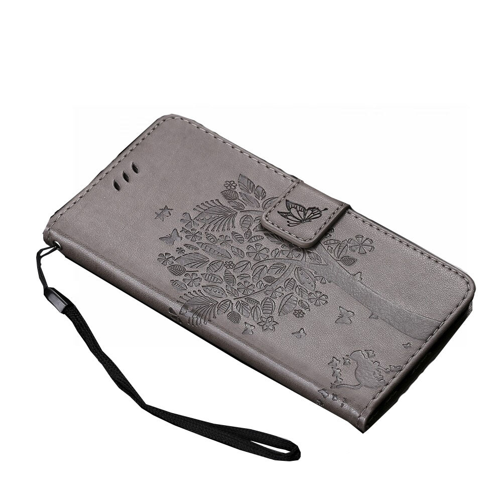 Anymob Huawei Phone Case Gray Flip Leather 3D Tree Shell Wallet Cover-PEROZ Accessories