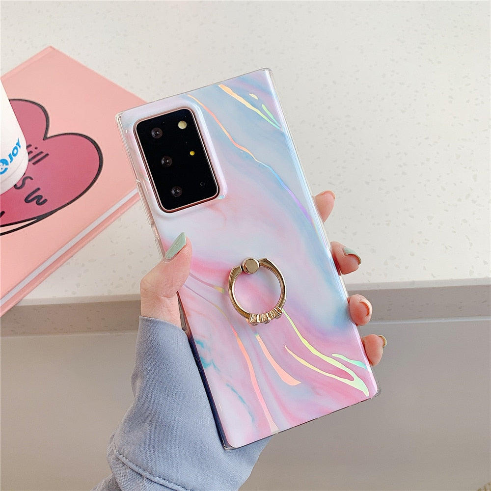 Anymob Samsung Case Pink Marble Protection Soft Cover With Ring Holder Stand-Mobile Phone Cases-PEROZ Accessories