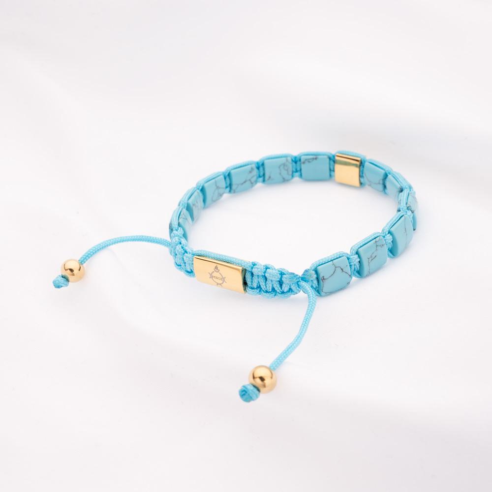 PEROZ | Turquoise Agate Beaded Bracelet - Back